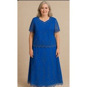 Elegant Wear Skirt Set Womens XXL Formal Full Circle Beaded Embellished Mature